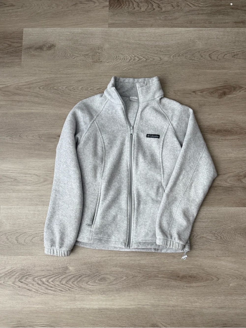 Columbia Heather Light Gray Zip Fleece Jacket